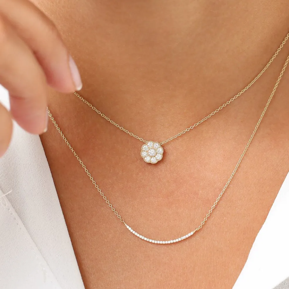 14k Floral Diamond Pendant