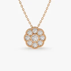 14k Floral Diamond Pendant