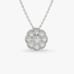 14k Floral Diamond Pendant