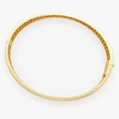 14K Flush Set Diamond Bangle with Pave Edges