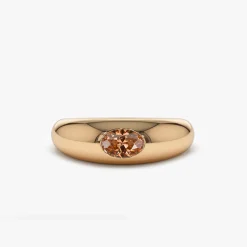 14k Flush Set Oval Citrine Dome Ring