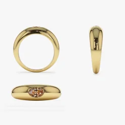 14k Flush Set Oval Citrine Dome Ring