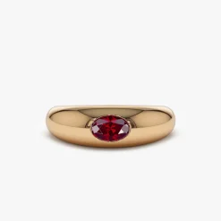 14k Flush Set Oval Ruby Dome Ring