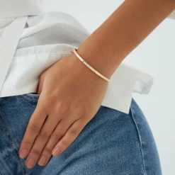 14k Flush Setting Marquise Shaped and Round Diamond Bangle