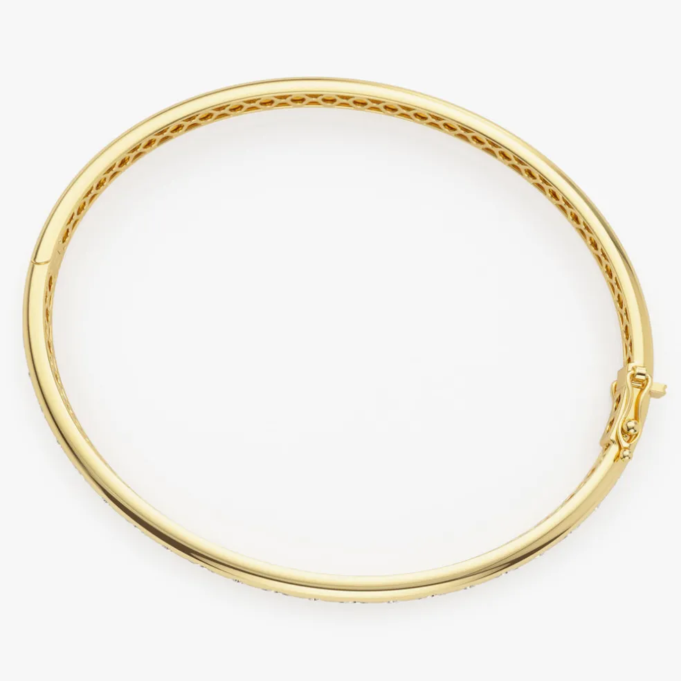 14k Flush Setting Marquise Shaped and Round Diamond Bangle