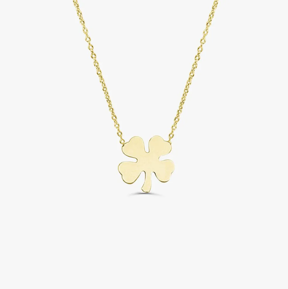 14K Four Leaf Clover Charm Necklace