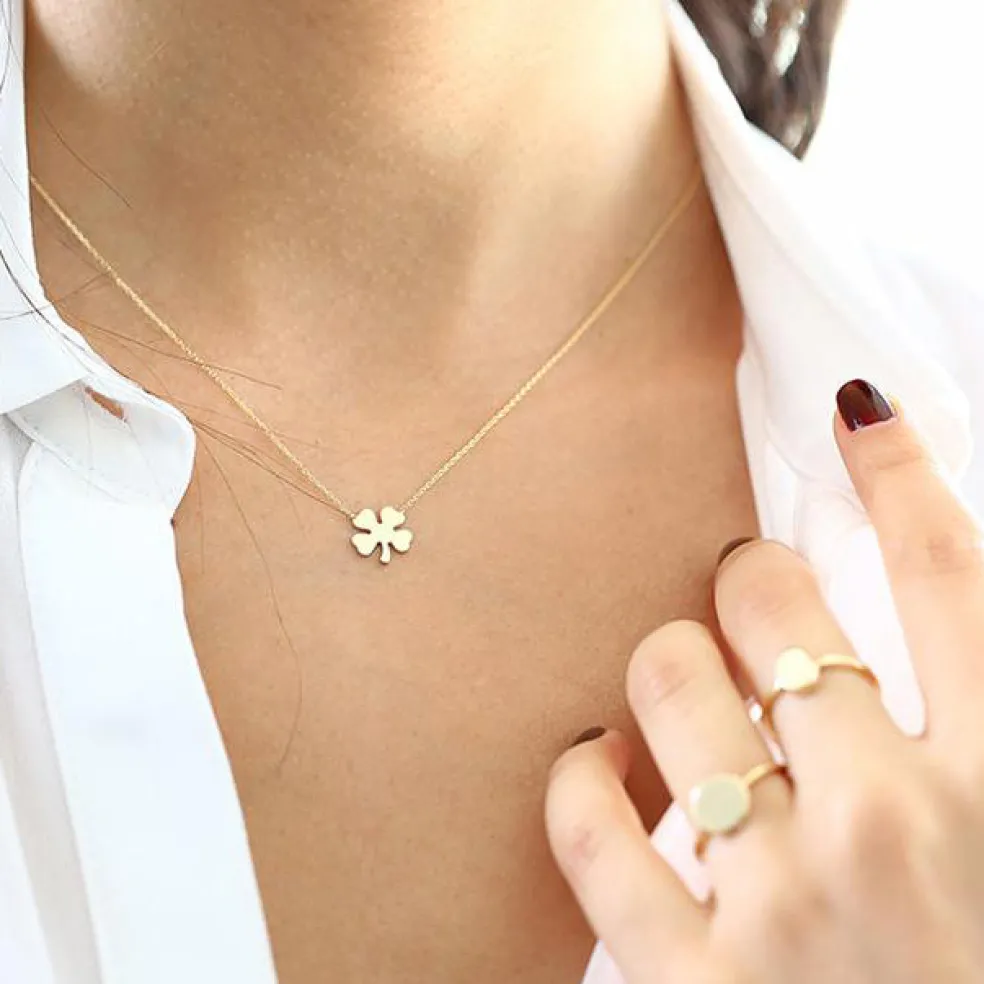 14K Four Leaf Clover Charm Necklace