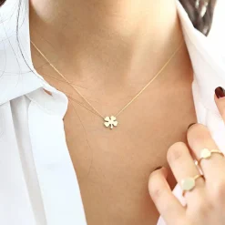 14K Four Leaf Clover Charm Necklace