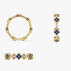 14k Full Eternity Clover Sapphire and Diamond Ring