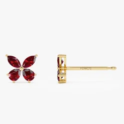 14K Garnet Butterfly Stud Earrings