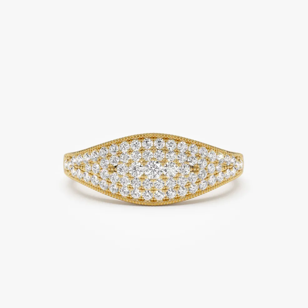 14k Glamorous Pave Setting Diamond Ring