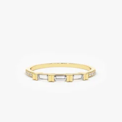 14K Gold 3 Baguette Matching Diamond Ring