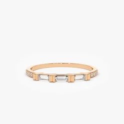 14K Gold 3 Baguette Matching Diamond Ring