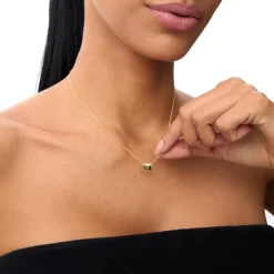 14K Gold 1.15 ctw Emerald Cut Bezel Setting Peridot