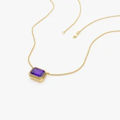 14K Gold 0.95 ctw Emerald Cut Bezel Setting Amethyst