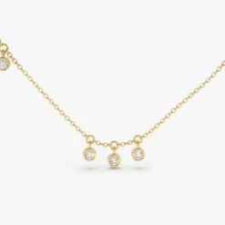 14K Gold 9 Diamond Dangle Necklace