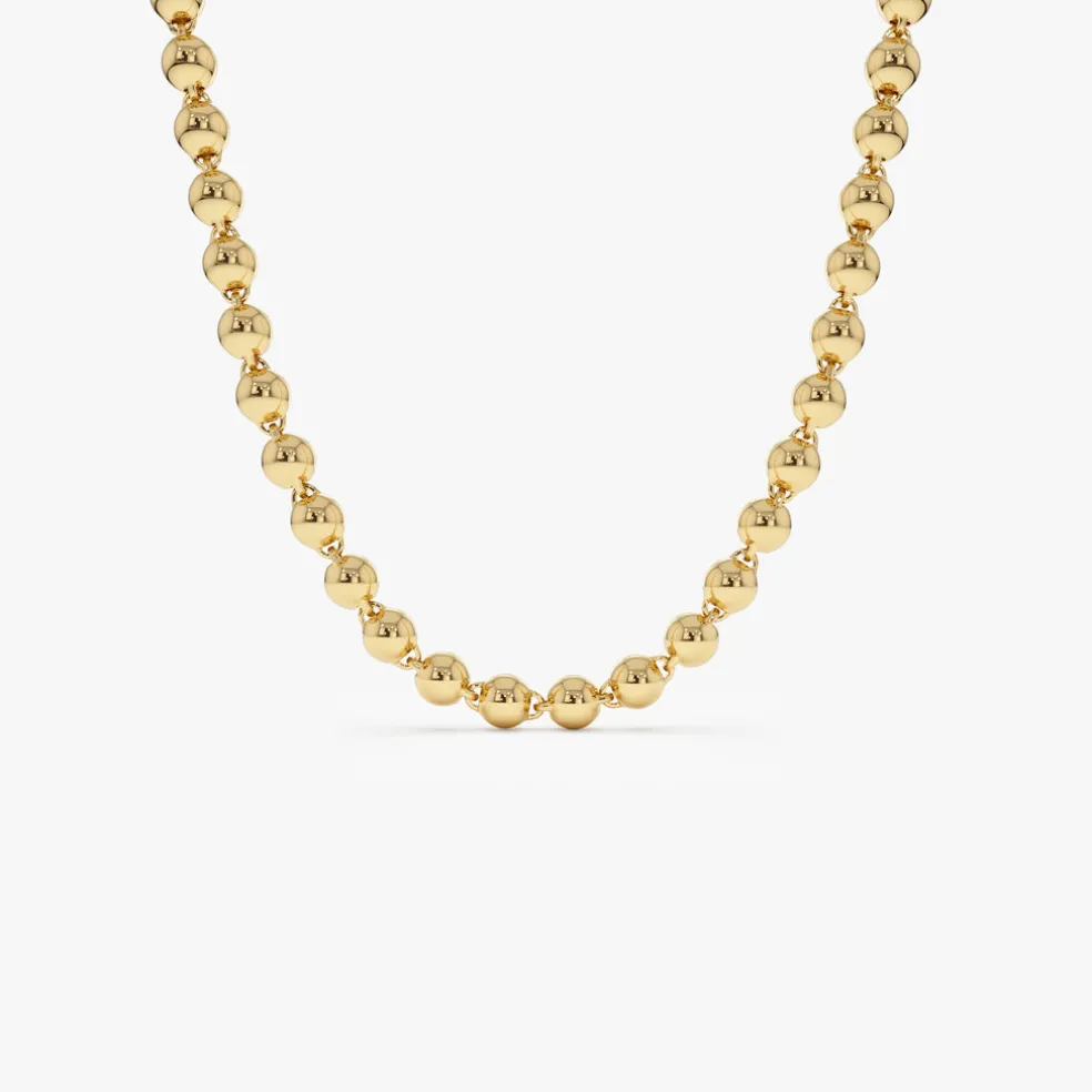 14K Gold 5 MM Bead Necklace
