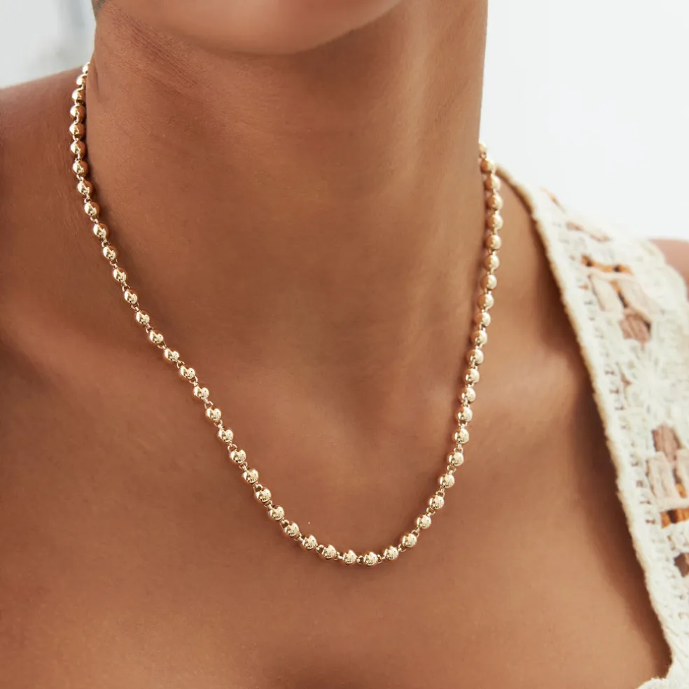 14K Gold 5 MM Bead Necklace