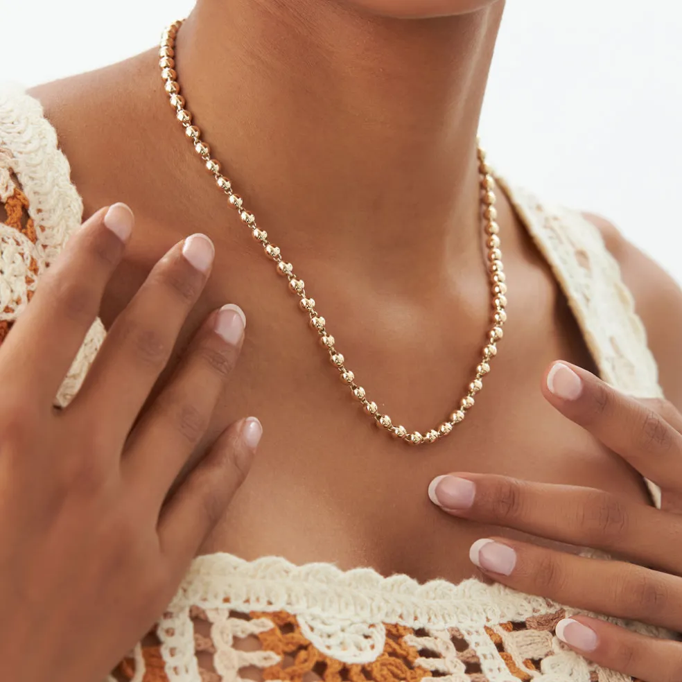 14K Gold 5 MM Bead Necklace