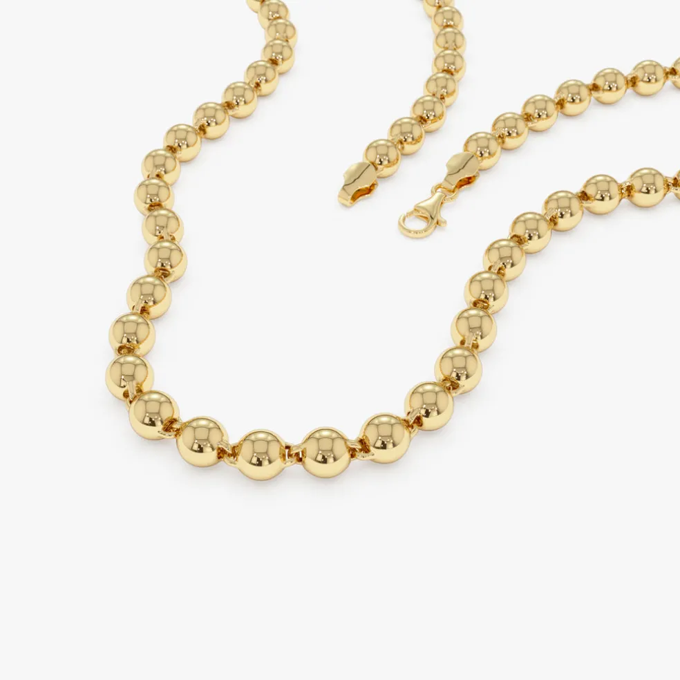 14K Gold 5 MM Bead Necklace