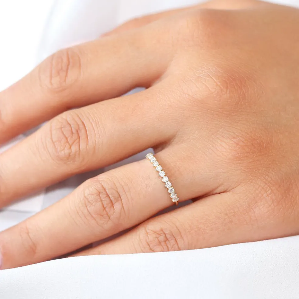 14K Gold 3 Prong Diamond Wedding Ring