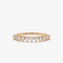 14K Gold 3 Prong Diamond Wedding Ring