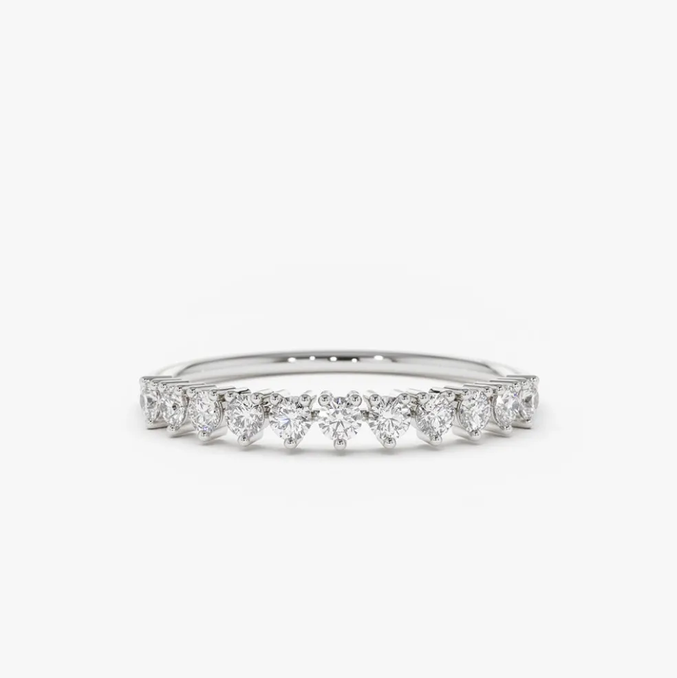 14K Gold 3 Prong Diamond Wedding Ring