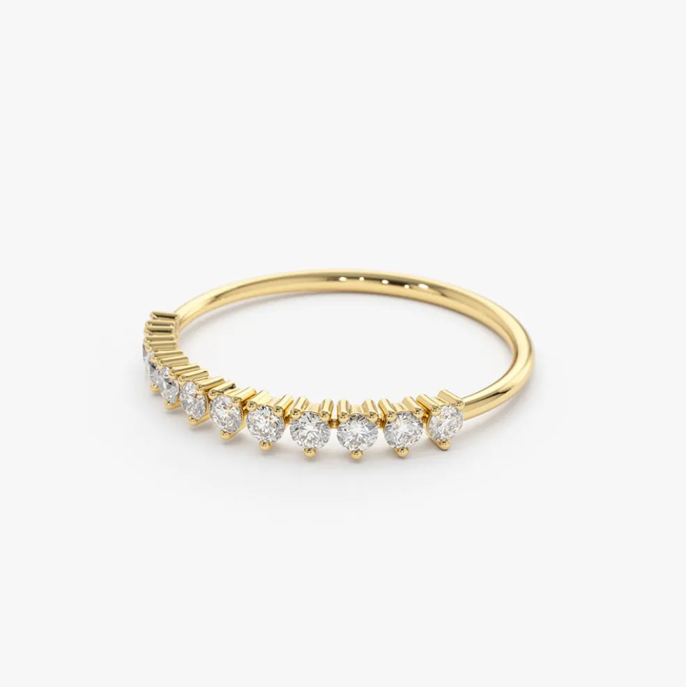 14K Gold 3 Prong Diamond Wedding Ring
