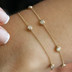 14K Gold 3 Stone 0.30ctw Diamond by The Yard Solitaire Bracelet