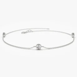 14K Gold 3 Stone 0.30ctw Diamond by The Yard Solitaire Bracelet