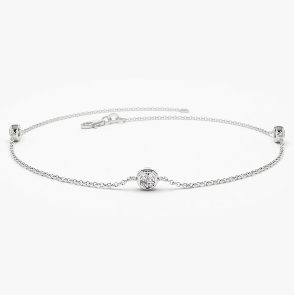14K Gold 3 Stone 0.30ctw Diamond by The Yard Solitaire Bracelet