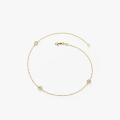 14K Gold 3 Stone 0.30ctw Diamond by The Yard Solitaire Bracelet