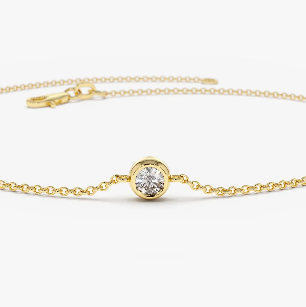 14K Gold 3 Stone 0.30ctw Diamond by The Yard Solitaire Bracelet