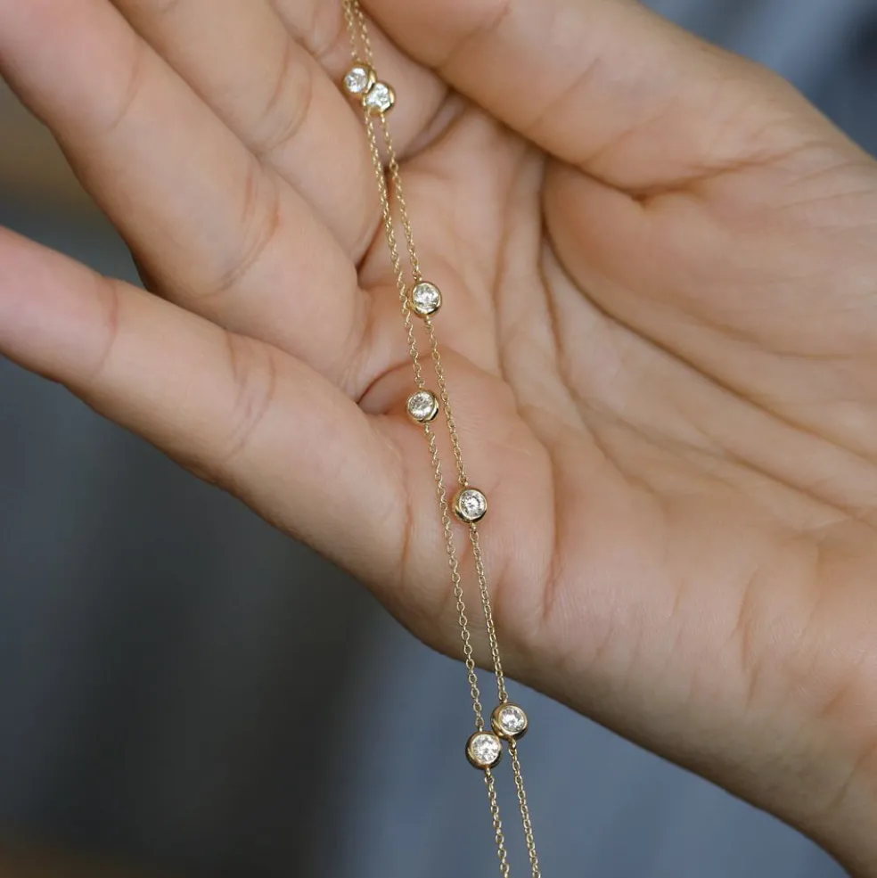 14K Gold 5 Stone 0.50ctw Diamond by The Yard Solitaire Bracelet