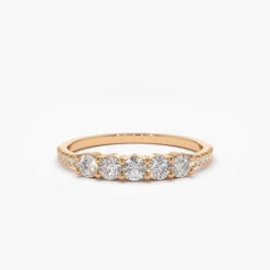 14K Gold 5 Stone Diamond Anniversary Ring