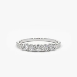 14K Gold 5 Stone Diamond Anniversary Ring