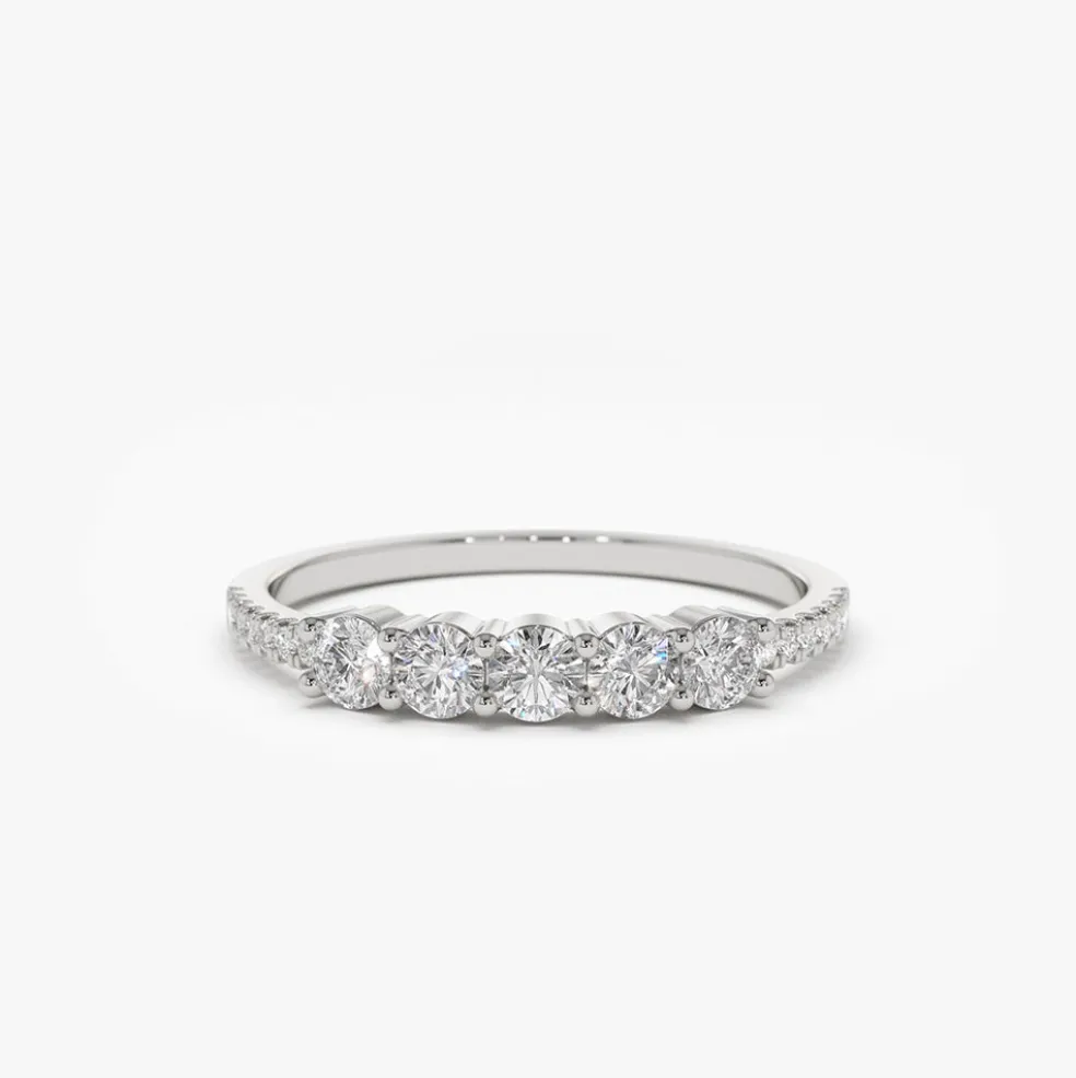 14K Gold 5 Stone Diamond Anniversary Ring