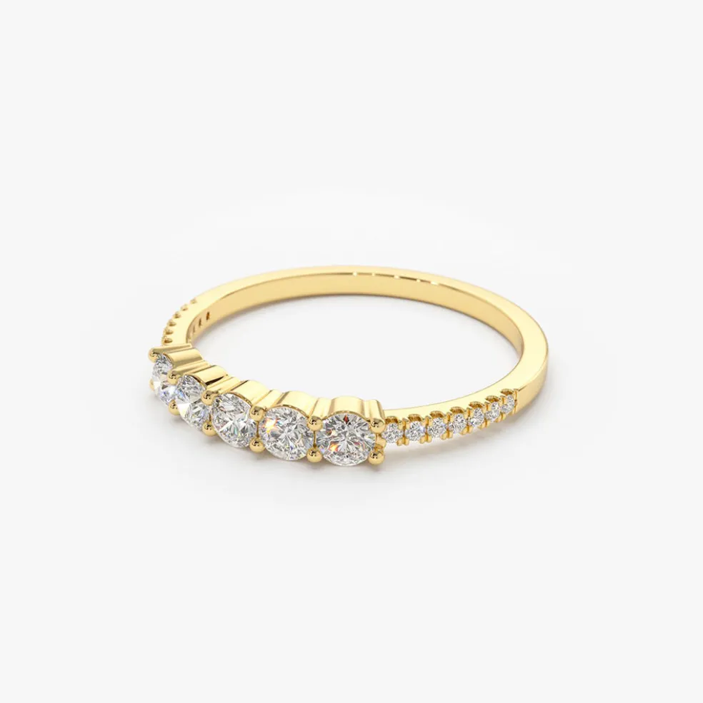 14K Gold 5 Stone Diamond Anniversary Ring