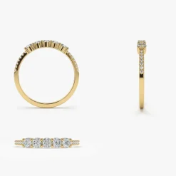 14K Gold 5 Stone Diamond Anniversary Ring