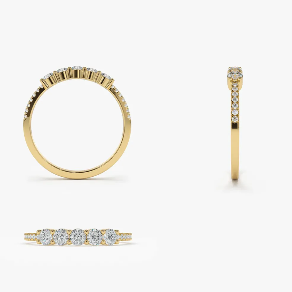 14K Gold 5 Stone Diamond Anniversary Ring