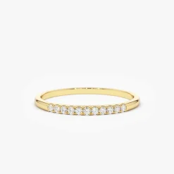 14K Gold 11 Stone Diamond Wedding Band