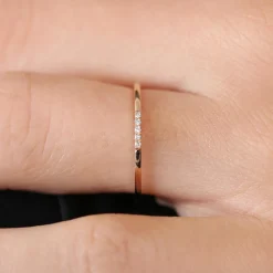 14K Gold 5 Stone Pave Diamond Band