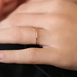 14K Gold 5 Stone Pave Diamond Band
