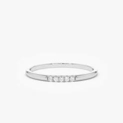 14K Gold 5 Stone Pave Diamond Band