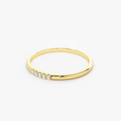 14K Gold 5 Stone Pave Diamond Band