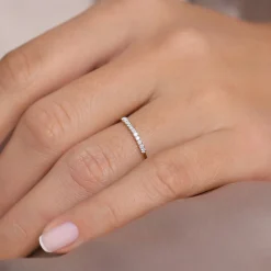 14K Gold 11 Stone Petite Diamond Wedding Band