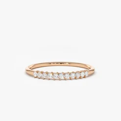 14K Gold 11 Stone Petite Diamond Wedding Band