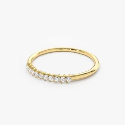 14K Gold 11 Stone Petite Diamond Wedding Band