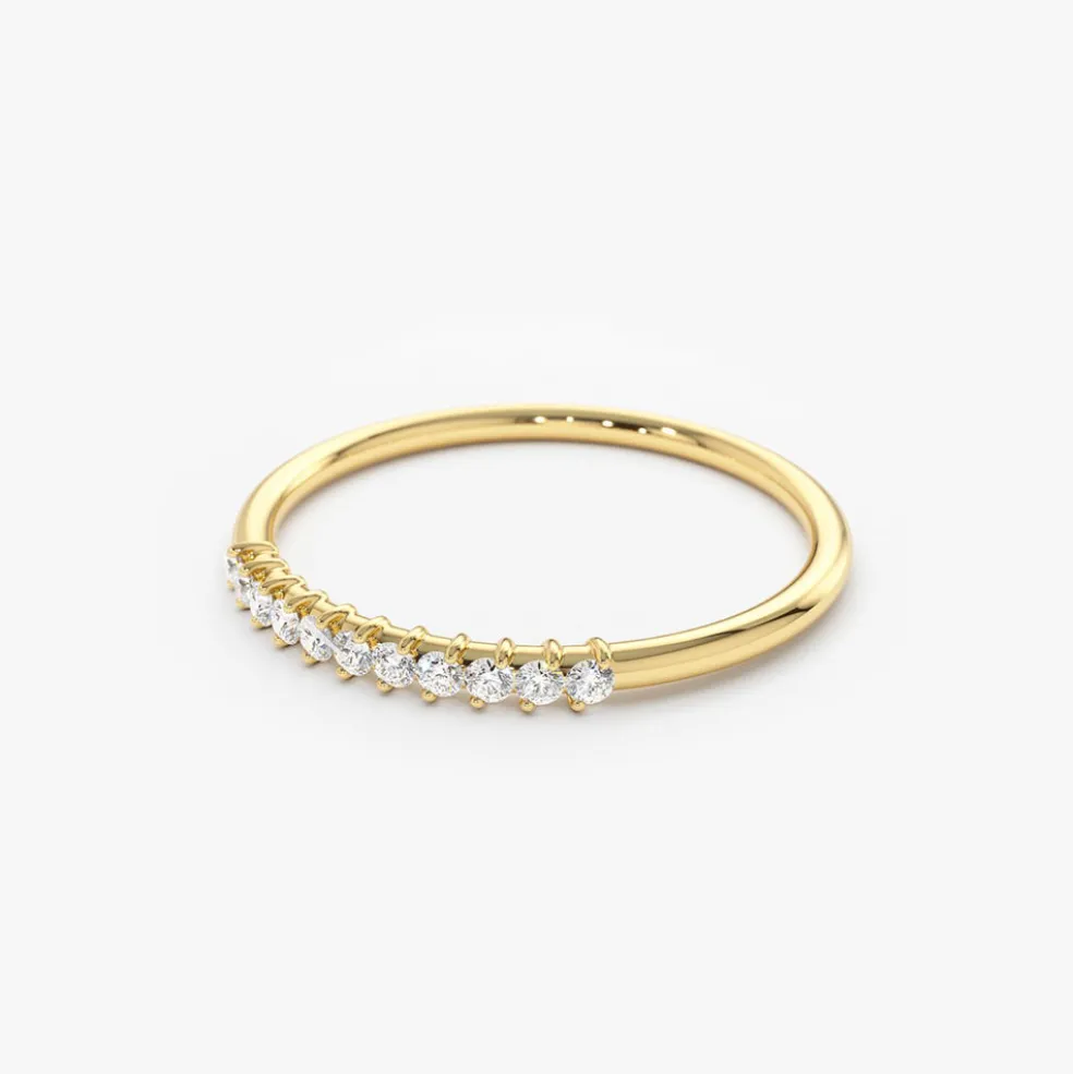 14K Gold 11 Stone Petite Diamond Wedding Band