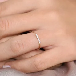 14k Gold 7 Stone Petite Diamond Wedding Band